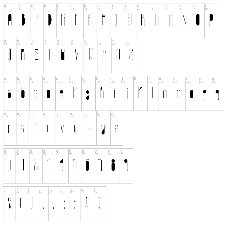 Eterna Infancia font map